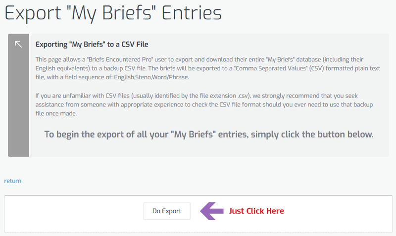 Export Briefs Screenshot